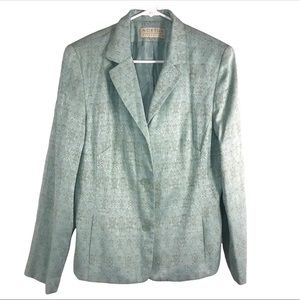 Vtg Two Piece Suit Jacquard Light Green